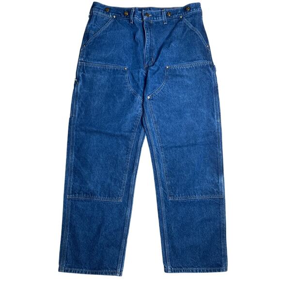 Vintage Carhartt WU1 Jeans 38x32 Blue Denim Double Knee Relaxed Fit Logger